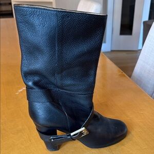 Chloe Black Leather Heeled Boots